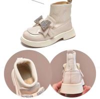 Botas cortas para niños nuevas de cuero de lona de caña alta de otoño e invierno - details 0