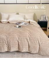 Manta Suave Cálida a Rayas Ideal para Sofá, Cama, Niños, Mascotas Textil Hogareño de Coral Fleece - details 2
