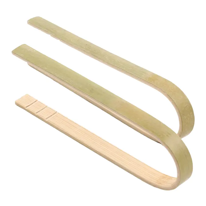 Mini pinzas de bambú desechables, utensilios ecológicos, pinzas para tostadas, 4 pulgadas, paquete de 120 - 1