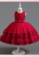 Vestido Formal de Tul Abullonado para Bebé Princesa de Encaje para Fiesta de Cumpleaños de Niña de las Flores Infantil - details 10