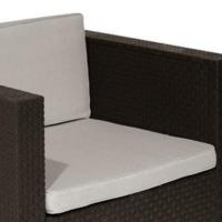 Sillones y mesa para jardin de plastico, cojin para set de jardin, muebles de plastico