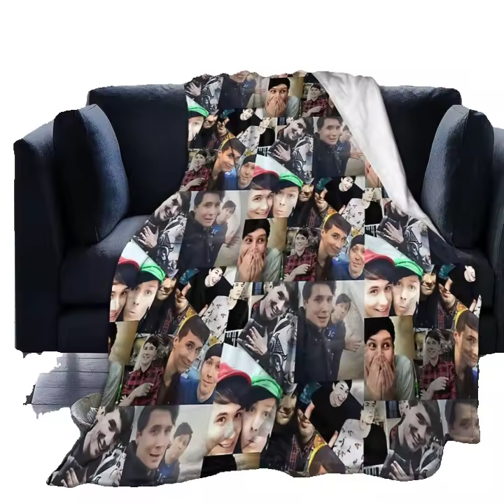 Manta de Felpa Suave y Cómoda Dan y Phil para Sofá Cama Oficina Rodilla Almohadilla para Coche Campamento Cojín Plushy Tiro Blankets-d300 Para Todas las Estaciones Producto Recomendado para Hogar Viaje Camping - 1