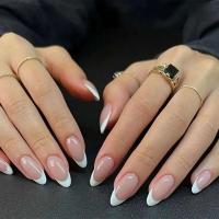 Uñas postizas artificiales portátiles de acrílico desmontable, juego completo, hermosas cerezas, almendras francesas, 24 piezas - details 12