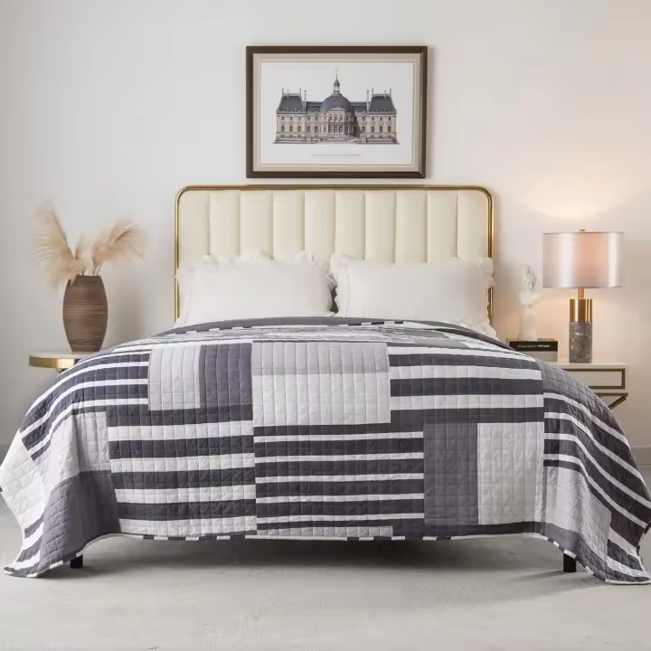 WOLTU ®   Manta de cama, cubrecama, manta de retazos, diseño de retazos, manta de cama, manta de doble, forrada y estampada, 240x260 cm - 1