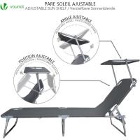 Paquete de 2 Sillas Plegables Resalva Ajustable y Parasol Ideal para Piscina, Jardín, Playa - details 2