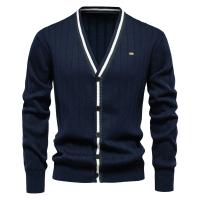 cárdigan de algodón para hombre, suéter con cuello en V y botones, suéteres casuales de punto para jóvenes para hombres - details 2
