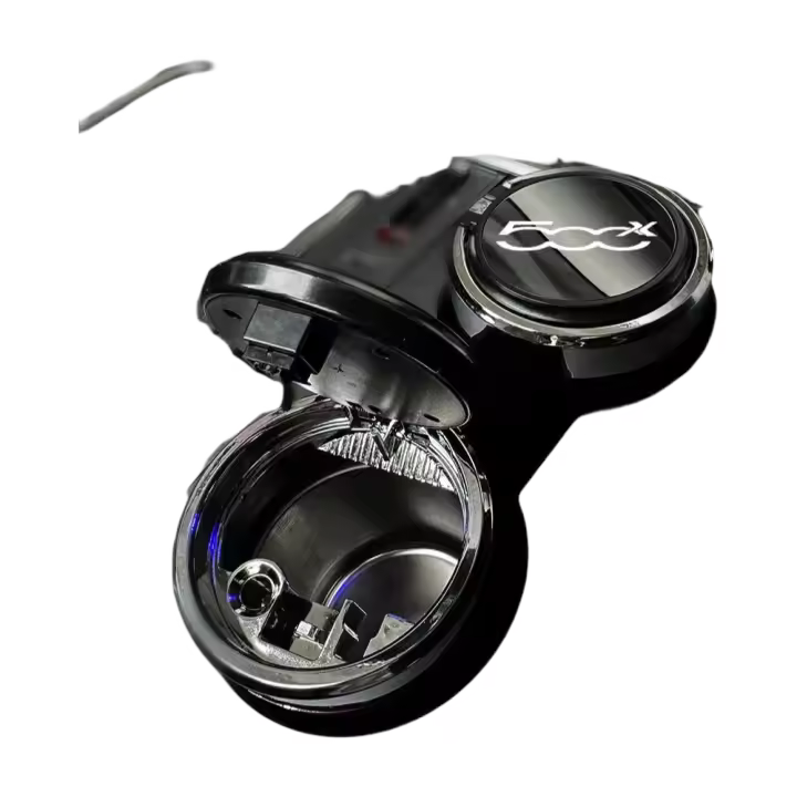 Nuevo Cenicero de espejo negro para coche tipo empuje para piezas de automóvil Fiat 500 - 1