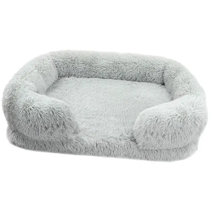 Camas rectangulares para perros y gatos, esterilla de felpa lavable y esponjosa, cojín para mascotas, casa para perrera grande - 1