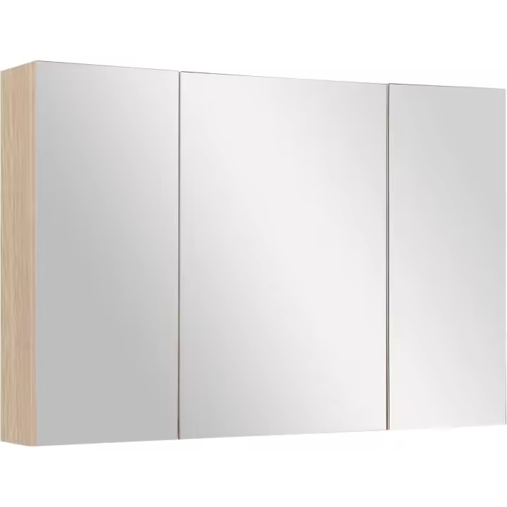 Armario de Baño Moderno con Espejo 3 Puertas, Estantes Ajustables, Roble 90x60x13,5 cm - 1