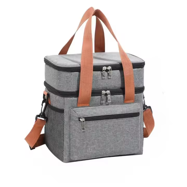 Bolsa de almuerzo multifuncional de doble capa para mujeres y hombres, fiambrera de Picnic de viaje de gran capacidad con correa para el hombro - 1