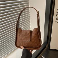 Bolso de hombro tejido de Color sólido a la moda, bolso de cuero Pu con hebilla, bolso pequeño de media luna, bolso de viaje para axila - details 13