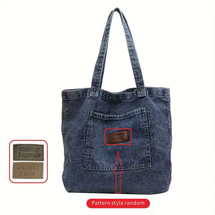 Bolso de hombro de lona de gran capacidad, de color liso, moderno, tipo clutch, sencillo, para mujer - 1