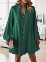 Vestido suelto de desayuno único con cuello en V de manga larga de primavera y verano 2025 para mujer - details 12