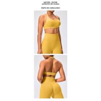 Sujetador deportivo de estilo europeo y americano con cuello halter, alta elasticidad, nylon mate, gran espalda abierta, top de yoga para mujeres - details 7