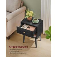 Juego de Mesa de Noche de Madera Mesa Auxiliar con Cajón y Espacio de Almacenamiento Abierto - details 3