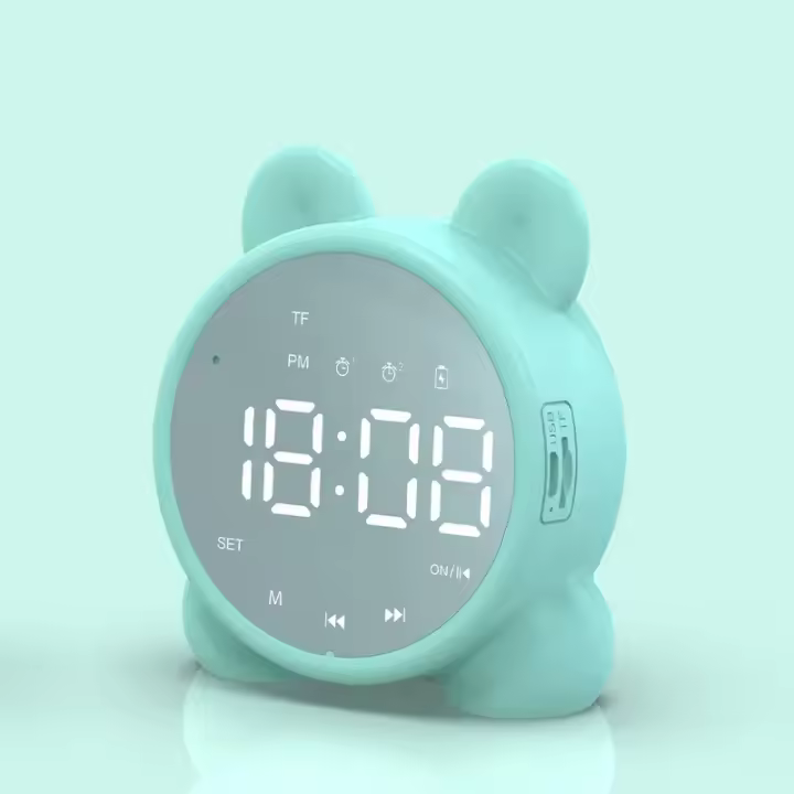 Nuevo Reloj despertador para niños, Altavoz Bluetooth, despertador para mesita de noche, espejo, temporizador de despertador Digital, entrenador de sueño para niños - 1