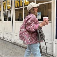 Chaqueta acolchada con estampado Floral para mujer, abrigo grueso de algodón con cuello levantado, ropa de abrigo a moda - details 4