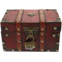 Caja del Tesoro de madera con cerradura de Color bronce, Cofre del Tesoro de diseño antiguo Vintage, contenedores de maletero de estilo Retro europeo, accesorios - details 4
