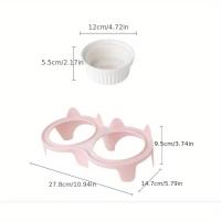 Colorful Cat Bowl Ceramic Cervical Protection Pet Feeding Bowl High Foot Diagonal Double Bowl Water Bowl For Drinking Feeding - details 0