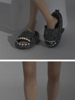 Zapatillas de tiburón con luz nocturna de calabaza de Halloween para mujer, sandalias luminosas, toboganes creativos antideslizantes para el hogar para pareja, Chanclas de exterior para hombres - details 16
