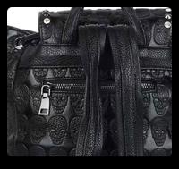 Mochila con relieve de calavera Punk para mujer, morral negro gótico con remaches de Halloween, mochila de viaje de nicho - details 7