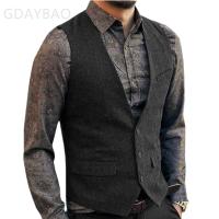 Chaleco de traje para hombre, chaleco azul de mezcla de lana con una hilera de botones, chaleco vaquero, chaqueta ajustada informal Formal de negocios - details 9