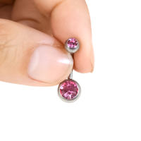 Piercing de doble cristal de titanio F136 para mujer, joyería Sexy para el cuerpo, colgante para la oreja, anillos para el ombligo, Piercing para el ombligo, 1 unidad - details 3