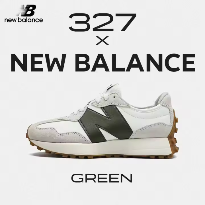Leten 【100% Original】 Welfare Price 327 Zapatillas de deporte Blanco grisáceo verde MS327ASN Pegatinas de pared deportivas informales para hombres y mujeres - 1