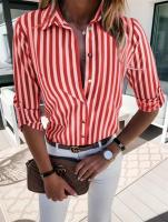Camisas informales holgadas a rayas para mujer, camisas y blusas Vintage de gran tamaño para mujer, Tops elegantes a la moda para jóvenes 2025 - details 2