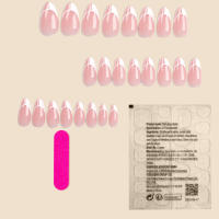Puntas de uñas francesas de almendra para mujer, arte de manicura Artificial de resina de longitud media para decoración de dedos del hogar - details 1