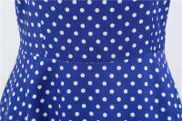 Vestido midi de fiesta de lunares para mujer, elegante, de manga corta, con cuello cuadrado, línea A, estilo años 50 y 60. - details 16