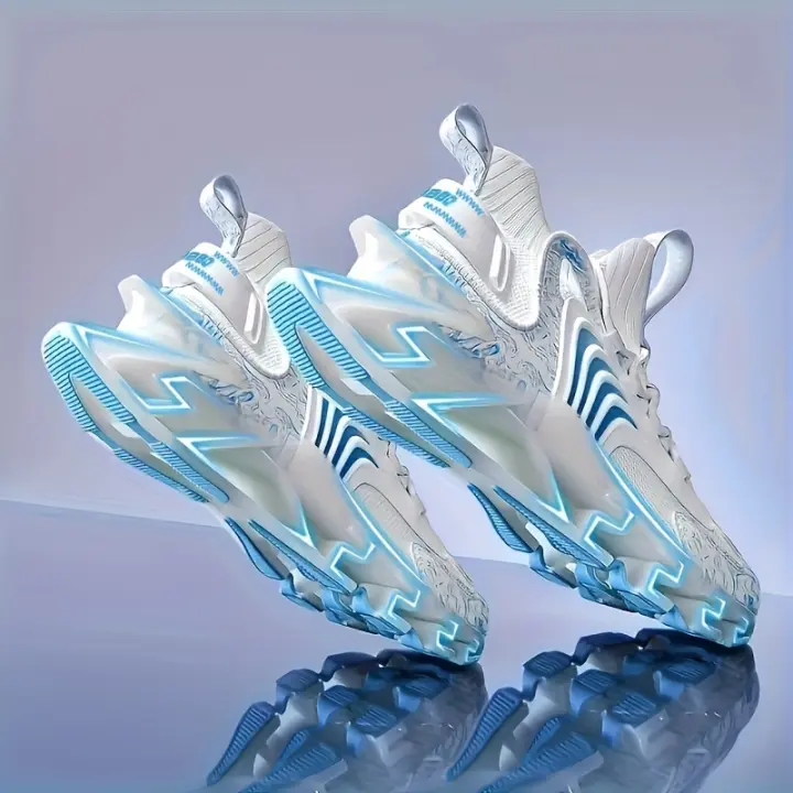 Zapatillas Blade para Hombre, Zapatos Deportivos Informales, Color Sólido, Calzado Deportivo para Todas Las Estaciones, Cordones, Parte Superior de Tela, Interior de Malla, Suela de Goma, Punta Redonda, Plantilla de Tela - 1