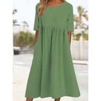 Vestido de verano de manga corta para mujer, vestidos holgados con cuello redondo - details 1