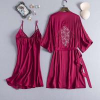 Conjunto de Pijama de Satén Delgado Estilo Kimono Blanco Traje de Baño de Moda para Mujeres - details 7
