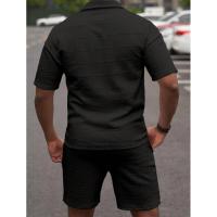 Conjunto de manga corta informal de moda de color sólido Temu Shein para hombre - details 9