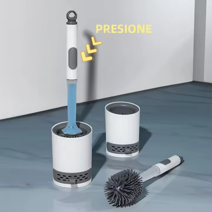 Juego De Cepillo De Inodoro Recargable Con Soporte Montado En La Pared Silicona TPR Para Limpieza De Esquinas Herramientas De Baño - 1