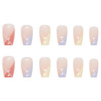 Uñas postizas con patrón geométrico, cobertura total, uso cómodo, salón de uñas para mujeres y niñas - details 0