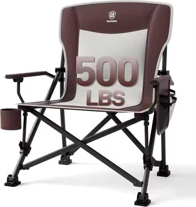 Silla de Camping Plegable 230KG Cargable Silla Plegable 62cm Anchura de Asiento con Bolsillo Lateral y Portavasos Silla Plegable de Gran Tamaño para Camping Exterior Balcón Jardín - 1