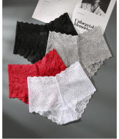 Bragas Sexys de Encaje para Mujer, Ropa Interior Cómoda, Lencería Sólida Calada, Interior de Cintura Media, Color Sólido, XXXL - details 4