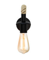 Lámpara de Pared Vintage de Cuerda de Hierba con Luz E27 Retro para Baño Sala Corridor Señero Decoración Interior Material de Madera y Hierro Largo de 18 a 29.9cm y Ancho de 13 a 22.9cm - details 7