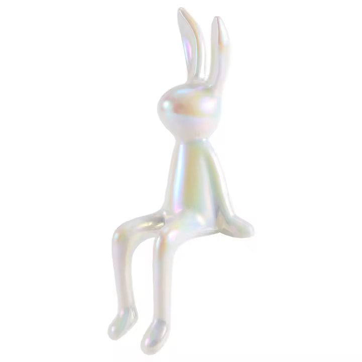 Estatuas de conejo de cerámica, artesanía creativa y brillante, figuras de animales nórdicos modernos, adorno decorativo, figuras de animales blancas - 1