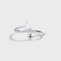 Anillos de Letras para mujer, Plata de Ley 925, A-Z, Iniciales apilables de Nombre, Anillo Abierto con Talla Ajustable - details 11