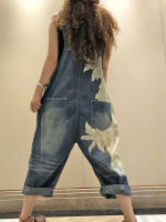 Vaqueros Femeninos de Moda Coreana 2023 Pantalones Casuales Vintage de Jeans para Mujer Talla Grande Estilo Printed Denim Tallas Cortas - details 4