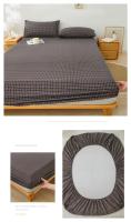 Bonenjoy-sábana ajustada de estilo a cuadros para el hogar, cubierta de cama transpirable, ropa de cama suave con banda elástica, sin funda de almohada, 1 unidad - details 4