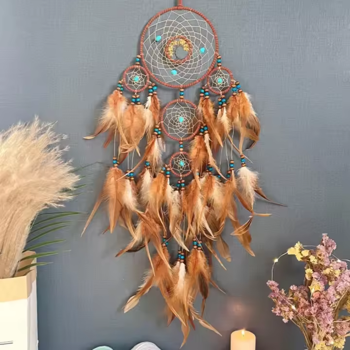 Atrapasueños Vintage carillón de viento adorno colgante decoración del hogar piedra Natural india árbol de la vida atrapasueños decoración de pared - 1