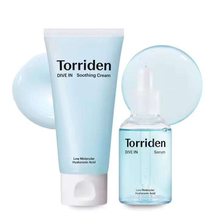Torriden DIVE IN Serum 1.69 + Crema calmante (tubo) 3.38 fl.oz. Set de ácido hialurónico para un cuidado hidratante profundo y obtener una piel de cristal - 1