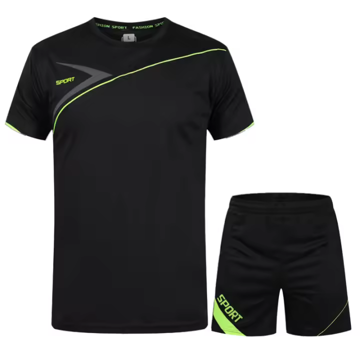 Ropa Deportiva transpirable de secado rápido para hombre, traje de camiseta de manga corta y pantalones cortos, Verano - 1