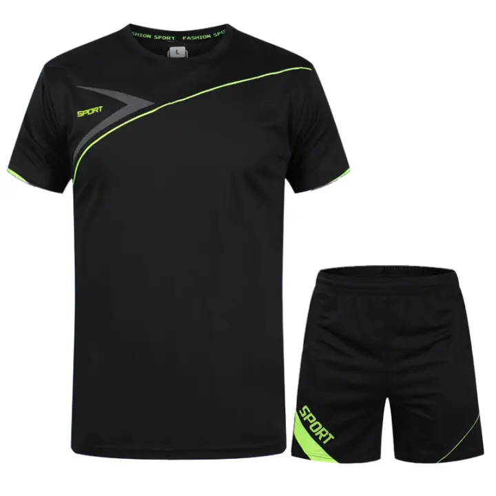 Ropa Deportiva transpirable de secado rápido para hombre, traje de camiseta de manga corta y pantalones cortos, Verano - 1