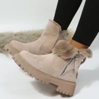 Botas de invierno de las mujeres de moda, zapatos de algodón cálidos y gruesos, forro de agarre a mitad de la pantorrilla, las mujeres de una sola pieza de invierno botas de ante tobillo - details 6