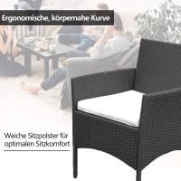 Juego de muebles de jardín de polirratán, 7 piezas, incluye sofá, sillas individuales, mesa y cojines de asiento, muebles de terraza para balcón, jardín (negro) - details 4